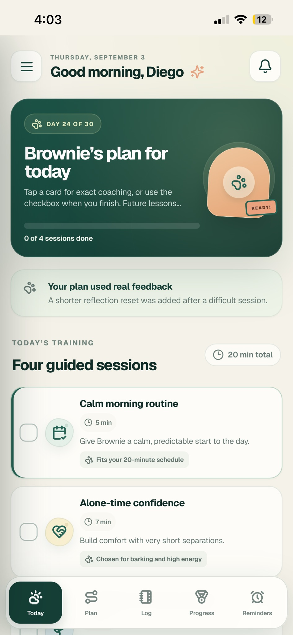 The actual PupManager app on a phone