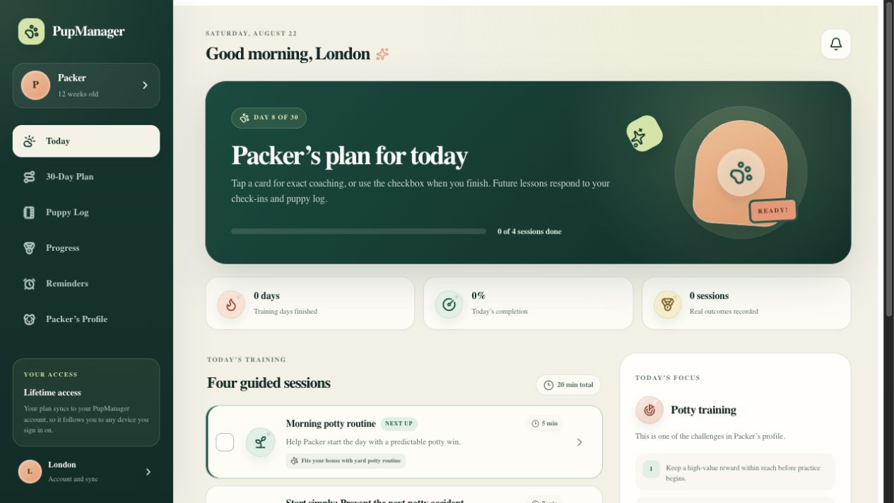 The PupManager app included in the EVOLVE PLR marketplace